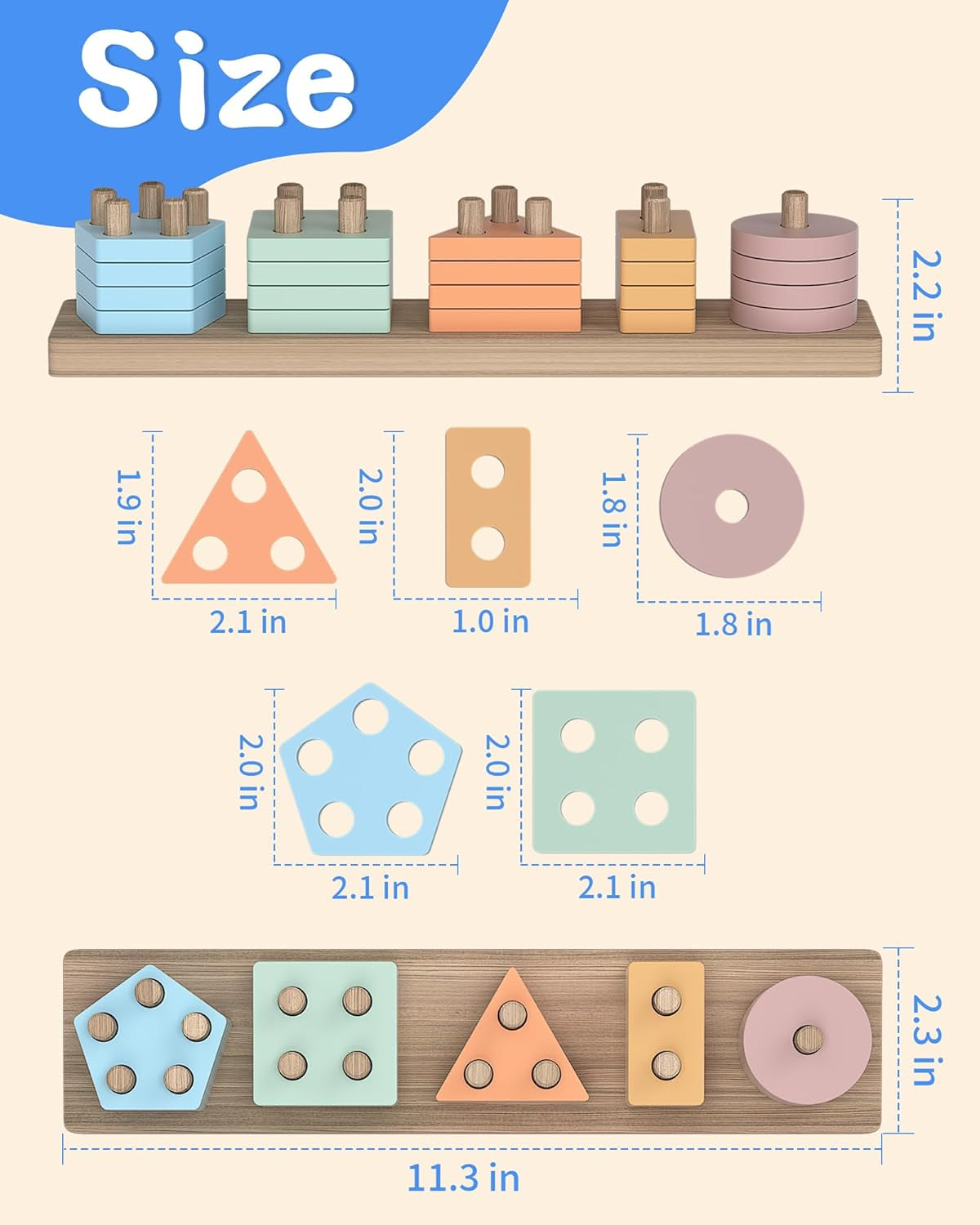 Montessori Toys for 1 2 Year Old Girl and Boy Birthday Gifts | Toddler Toys 1-2 2-3, Shape Sorter, Wooden Block, Learning Educational Sensory Stacking Toy, Toddler Puzzles, Birthday Gifts