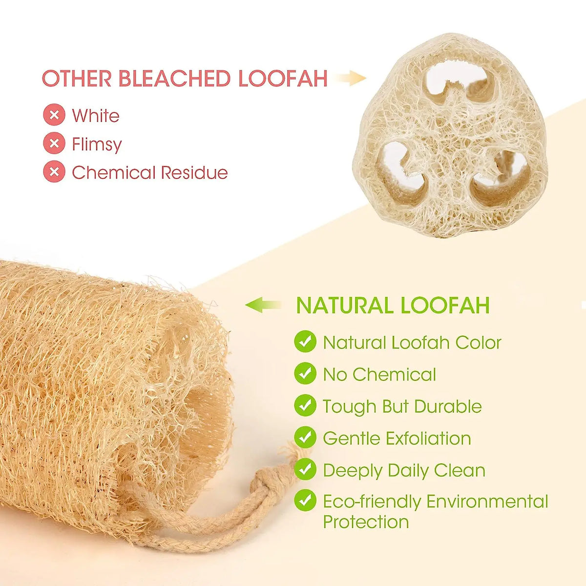 Full Loofah Natural Exfoliating Biodegradable Loofah Sponge Cellulose Natural Shower Sponge Scrubber for Kitchen Bathroom