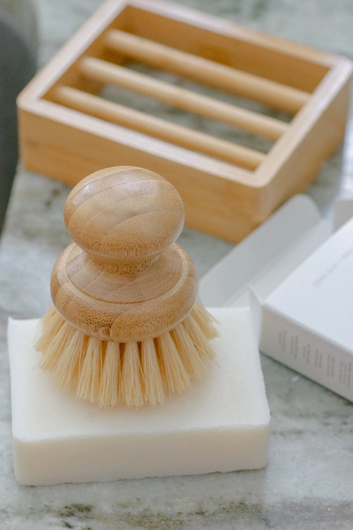 DISH BLOCK® Solid Dish Soap + Moso Bamboo Shelf + Brush - No Tox Life