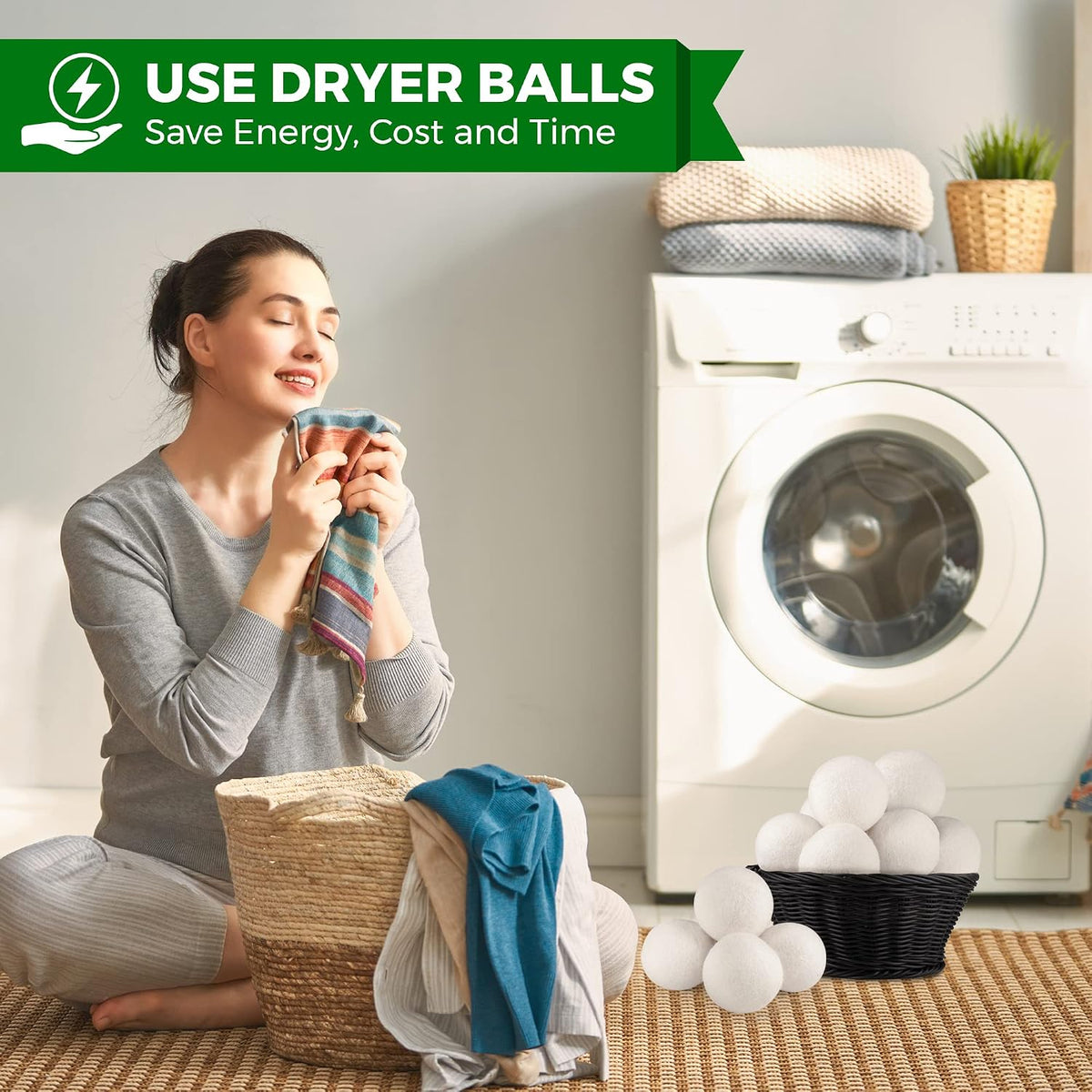 Wool Tumble Dryer Balls– Eco-Friendly Organic Fabric Softener, Reduce Wrinkles & Drying Time, save Energy, Reusable, Handmade, 100% New Zealand Wool, Baby Safe, Unscented, XL Size (Pack of 4)