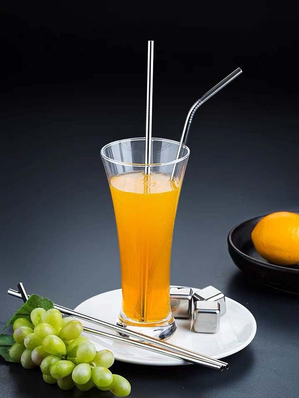 Metal Stainless Steel Straws, 4Pcs 12" Ultra Long Reusable Metal Drinking Straws with Cleaning Brush and Silicone Tips for Tall Tumblers