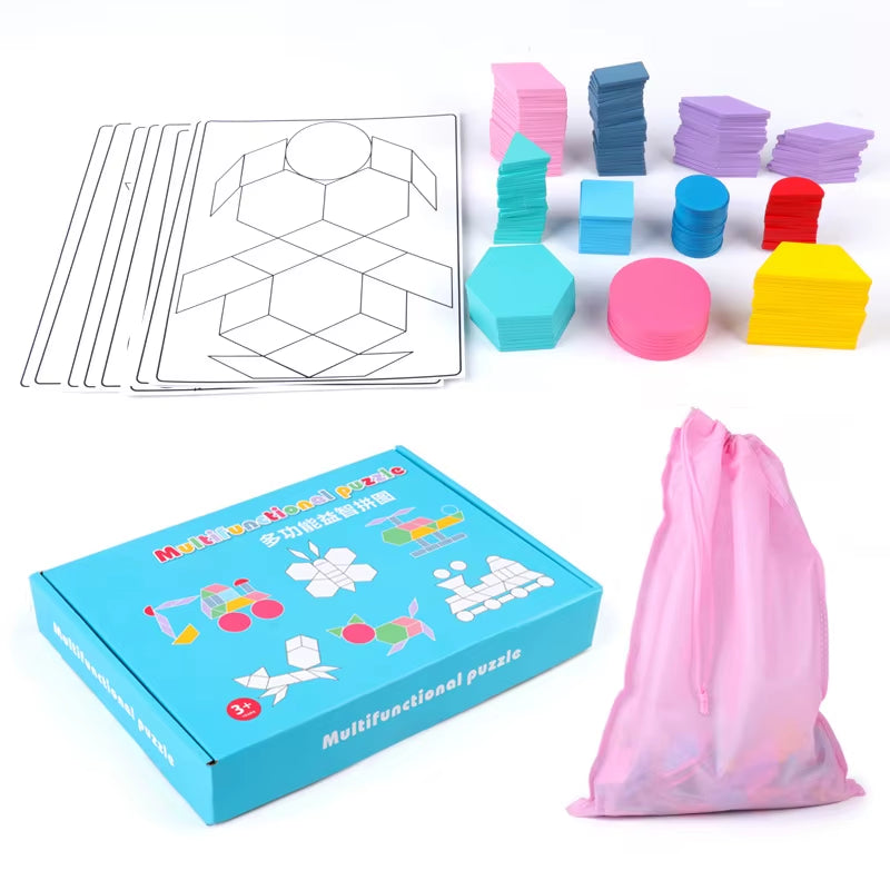 DIY Children'S Wooden Toys 155Pcs Wooden Jigsaw Puzzle Board Set Colorful Montessori Educational Toys for Children Kids Gift
