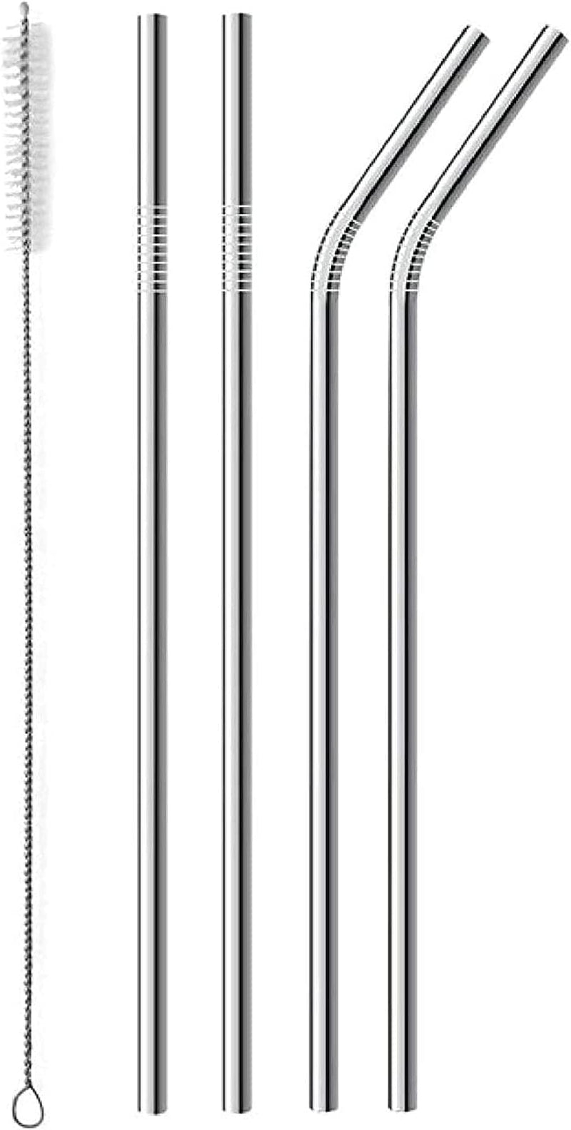 Metal Stainless Steel Straws, 4Pcs 12" Ultra Long Reusable Metal Drinking Straws with Cleaning Brush and Silicone Tips for Tall Tumblers