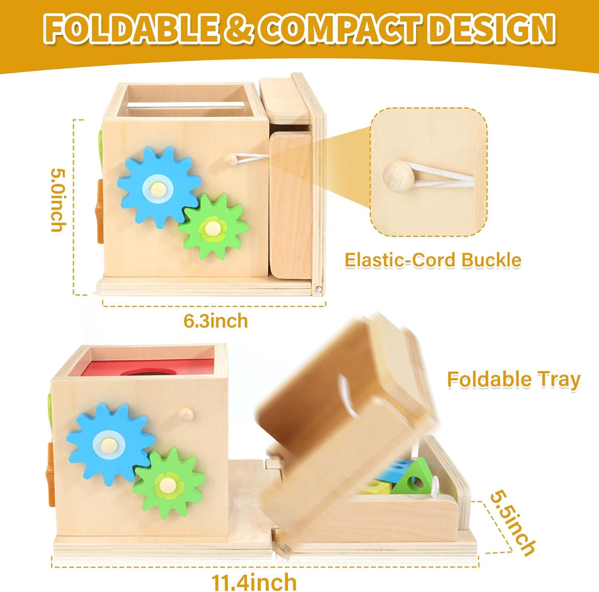 8-In-1 Wooden Educational Play Kit, Montessori Toys for 1 Year Old | One Year Old Birthday Gifts, Object Permanent Box, Coin Box, Carrot Harvest, Shape Sorting & Stacking, Fine Motor Skills