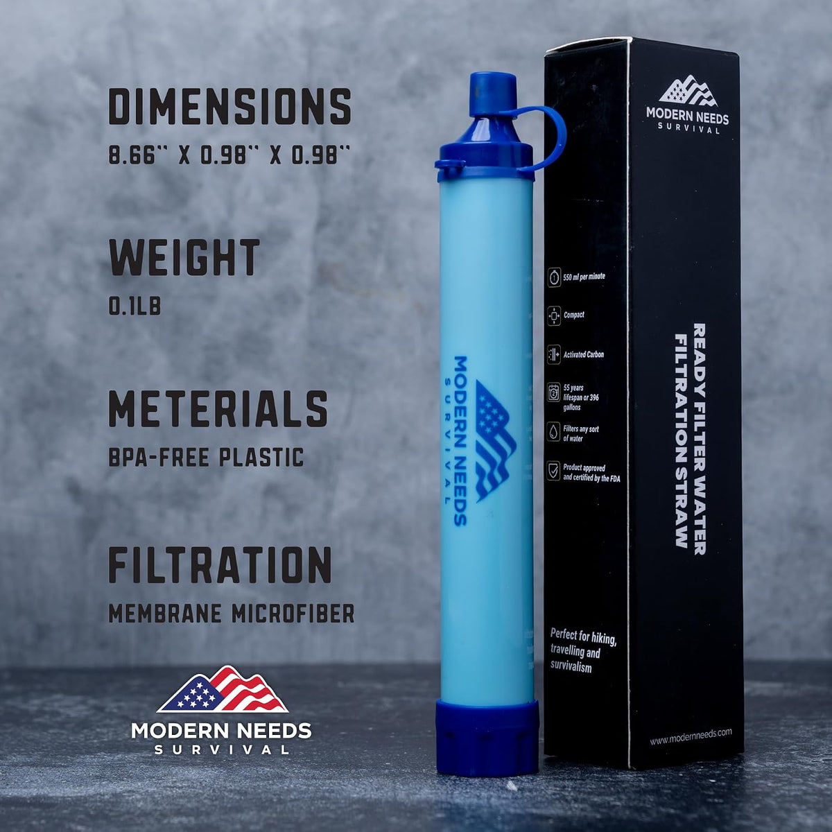  Personal Water Filter Straw | Backpacking Water Filter for Hiking & Camping