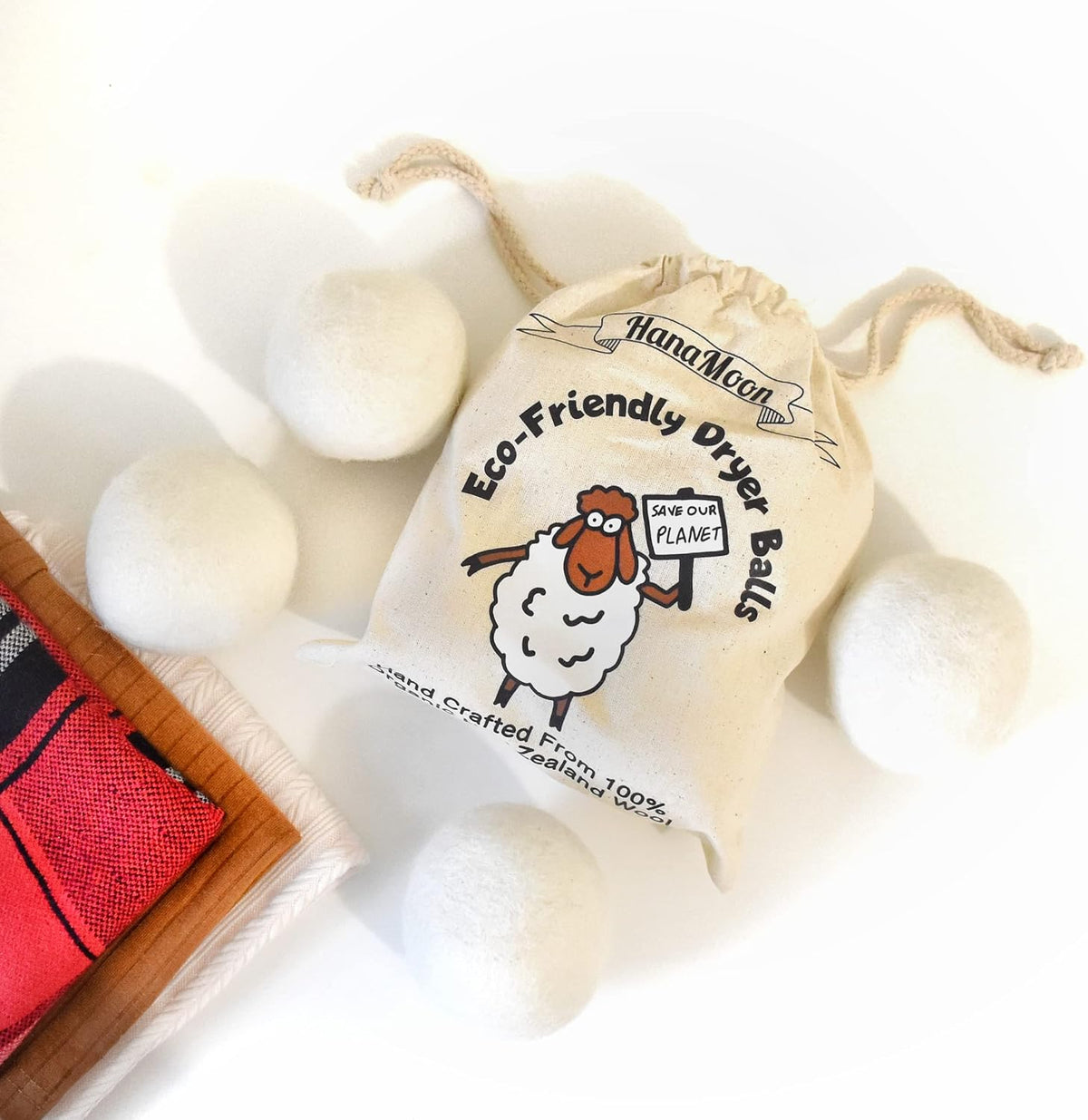 Wool Tumble Dryer Balls– Eco-Friendly Organic Fabric Softener, Reduce Wrinkles & Drying Time, save Energy, Reusable, Handmade, 100% New Zealand Wool, Baby Safe, Unscented, XL Size (Pack of 4)