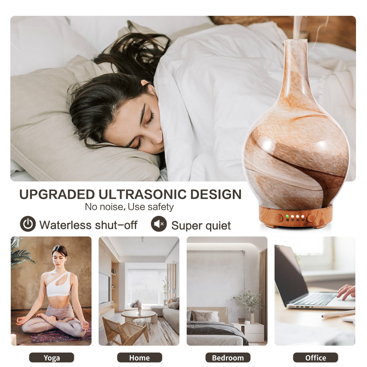 100Ml Essential Oil Diffuser Humidifier Handmade Glass Desert,Waterlessauto-Off Gift Aromatherapy Ultrasonic Cool Mist Humidifier,4 Running Hours for Sleeping, Yoga, Office, Spa