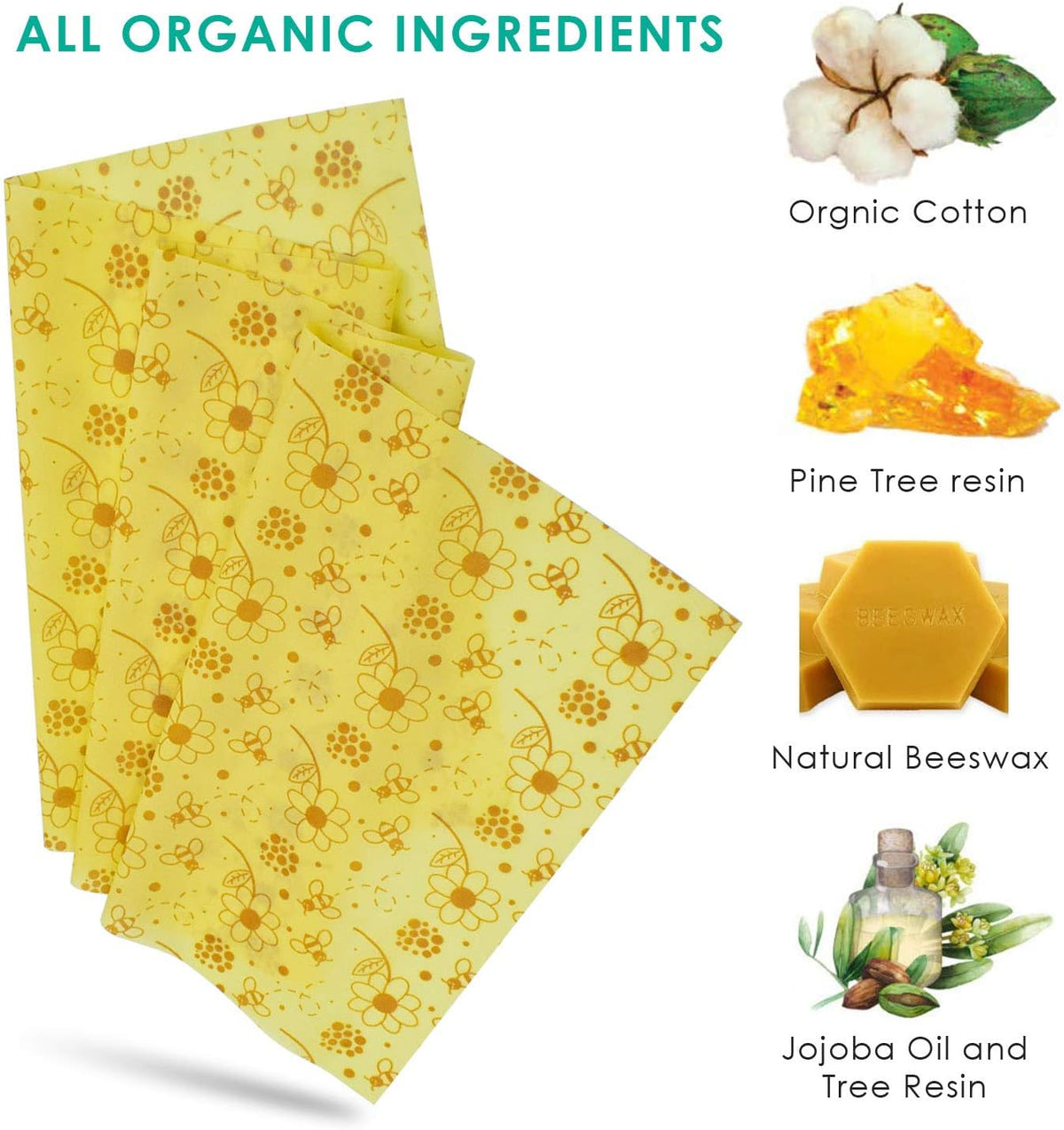 Reusable Beeswax Food Wraps, 13X39 Inch Eco-Friendly Beeswax Wraps for Bread Sustainable Food Storage Wraps Beeswax Paper Roll for Sandwich, Cheese