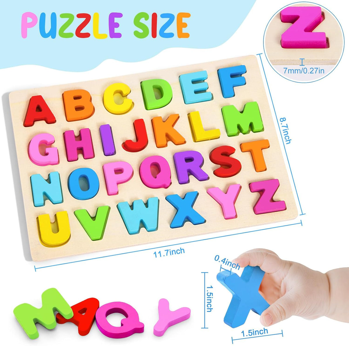 Alphabet Puzzles Wooden Puzzles for Toddlers Toy | Shape ABC Puzzle Alphabet Learning Toys Preschool Educational Toys Gift for Girls Boys
