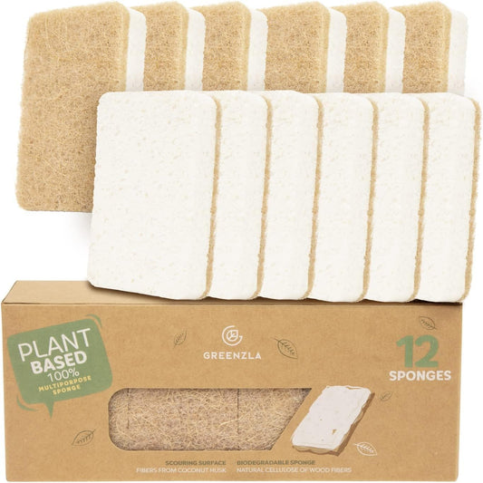 12 Pack Kitchen Sponges | Non-Scratch Hemp & Sisal