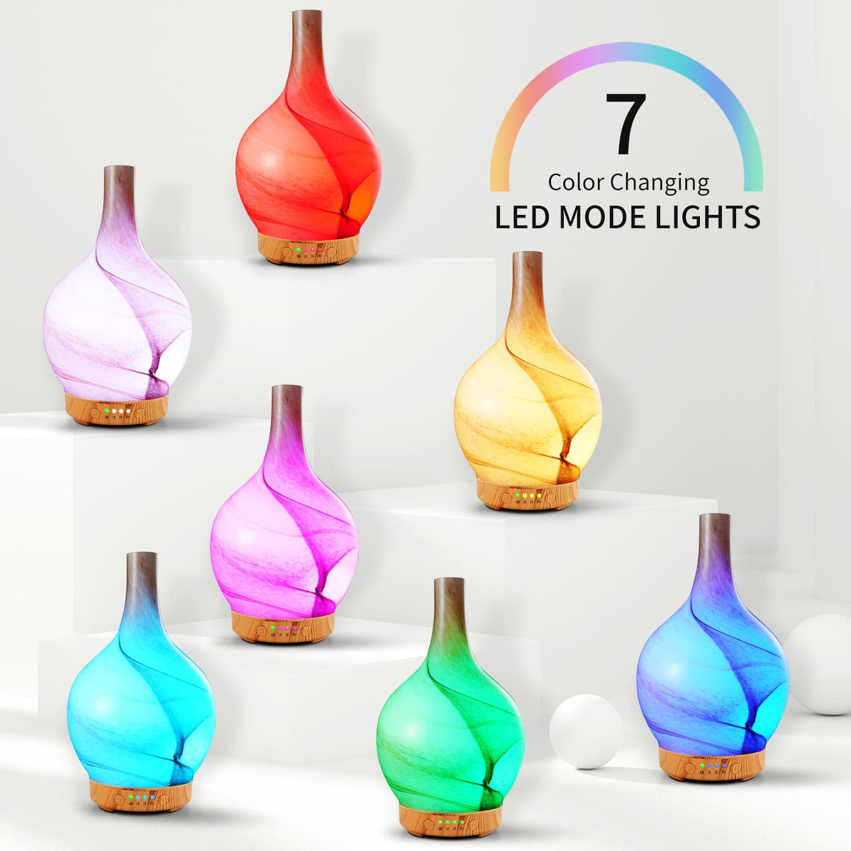 100Ml Essential Oil Diffuser Humidifier Handmade Glass Desert,Waterlessauto-Off Gift Aromatherapy Ultrasonic Cool Mist Humidifier,4 Running Hours for Sleeping, Yoga, Office, Spa