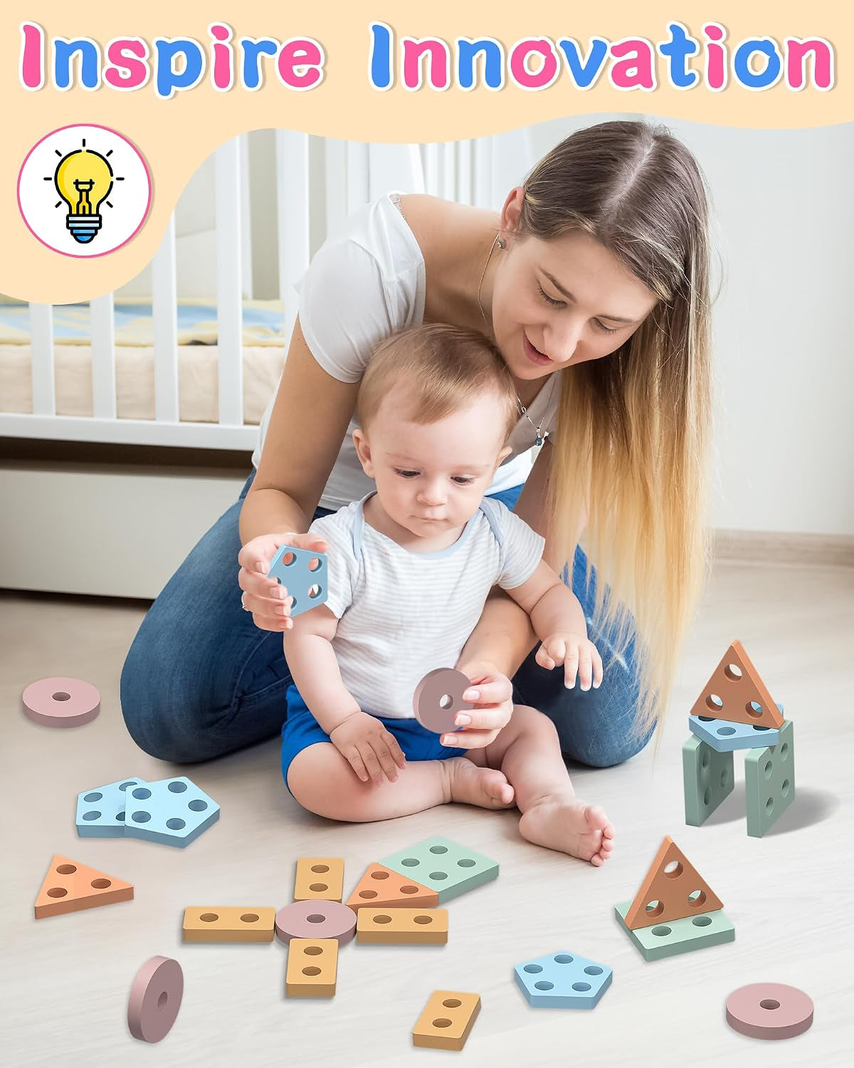 Montessori Toys for 1 2 Year Old Girl and Boy Birthday Gifts | Toddler Toys 1-2 2-3, Shape Sorter, Wooden Block, Learning Educational Sensory Stacking Toy, Toddler Puzzles, Birthday Gifts