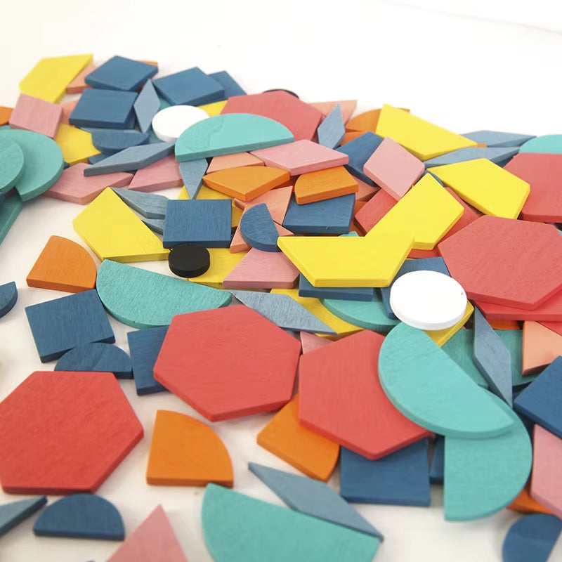 DIY Children'S Wooden Toys 155Pcs Wooden Jigsaw Puzzle Board Set Colorful Montessori Educational Toys for Children Kids Gift