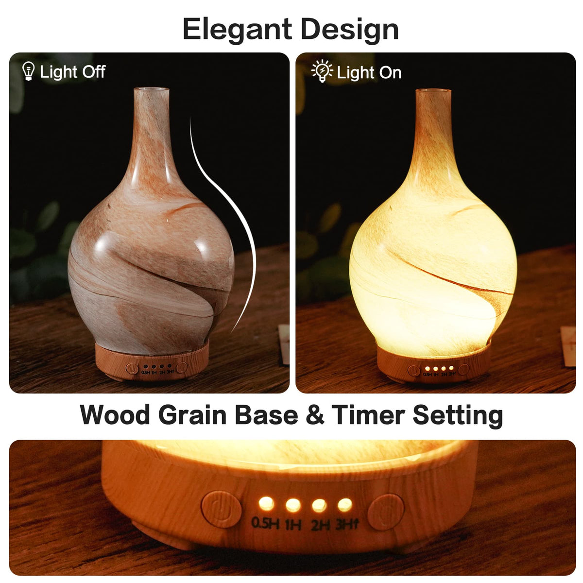 100Ml Essential Oil Diffuser Humidifier Handmade Glass Desert,Waterlessauto-Off Gift Aromatherapy Ultrasonic Cool Mist Humidifier,4 Running Hours for Sleeping, Yoga, Office, Spa